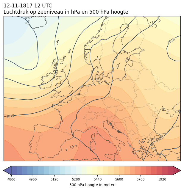 Weerkaart van 12 november 1817 om 12 UTC