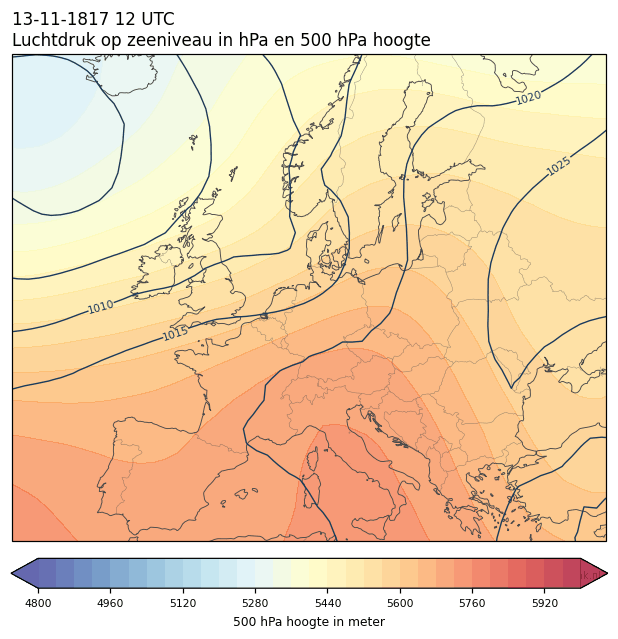Weerkaart van 13 november 1817 om 12 UTC