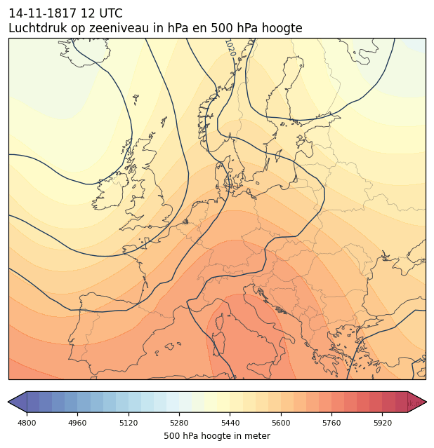 Weerkaart van 14 november 1817 om 12 UTC