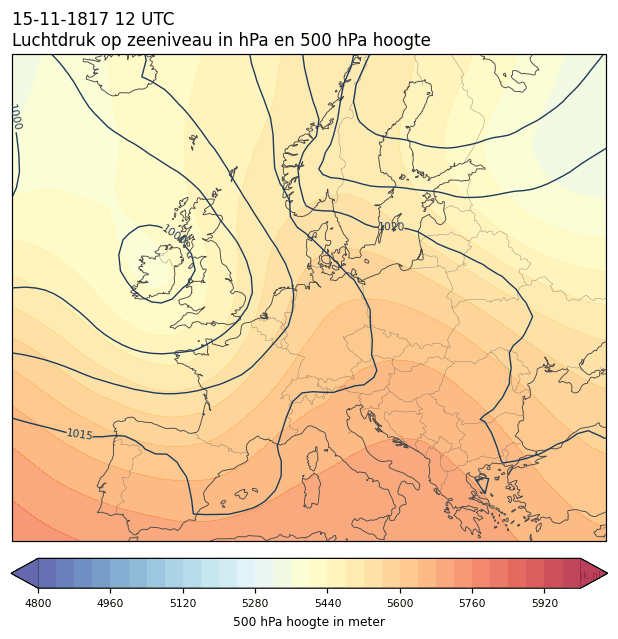 Weerkaart van 15 november 1817 om 12 UTC