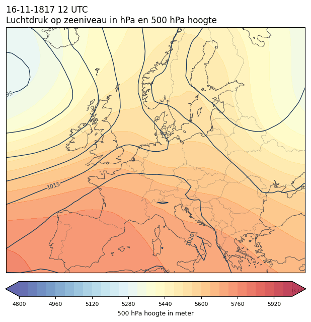Weerkaart van 16 november 1817 om 12 UTC