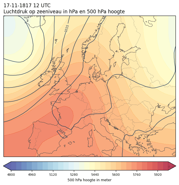 Weerkaart van 17 november 1817 om 12 UTC