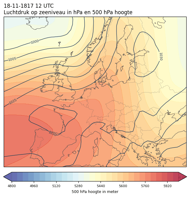 Weerkaart van 18 november 1817 om 12 UTC