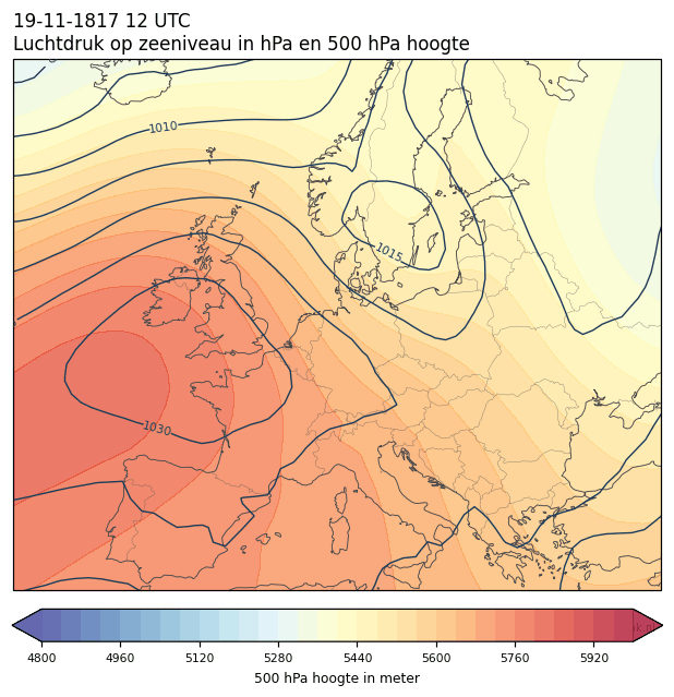 Weerkaart van 19 november 1817 om 12 UTC