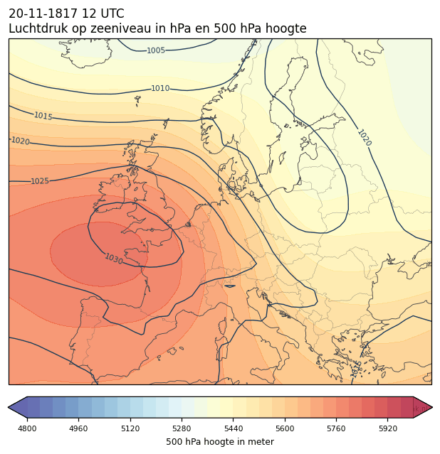 Weerkaart van 20 november 1817 om 12 UTC