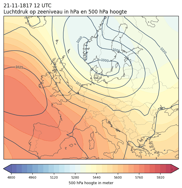 Weerkaart van 21 november 1817 om 12 UTC