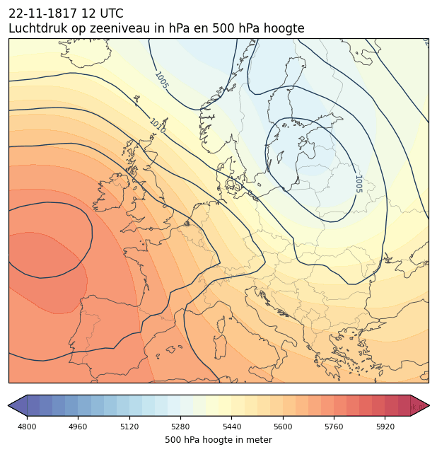 Weerkaart van 22 november 1817 om 12 UTC
