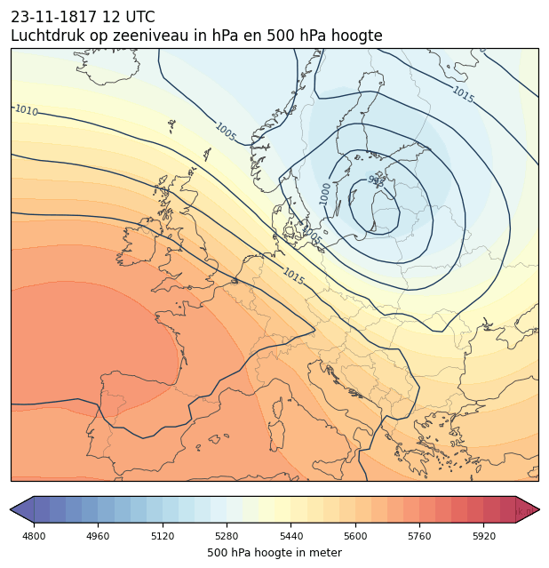 Weerkaart van 23 november 1817 om 12 UTC