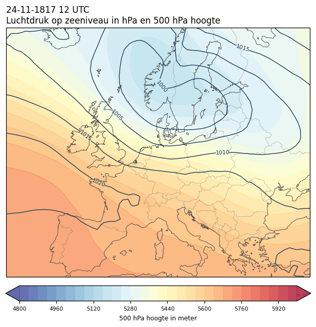 Weerkaart van 24 november 1817 om 12 UTC