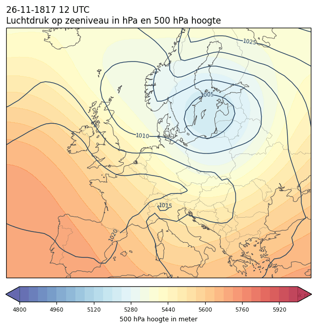 Weerkaart van 26 november 1817 om 12 UTC