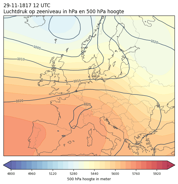 Weerkaart van 29 november 1817 om 12 UTC