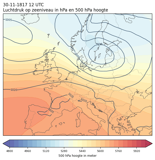 Weerkaart van 30 november 1817 om 12 UTC