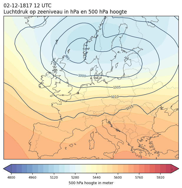 Weerkaart van 2 december 1817 om 12 UTC