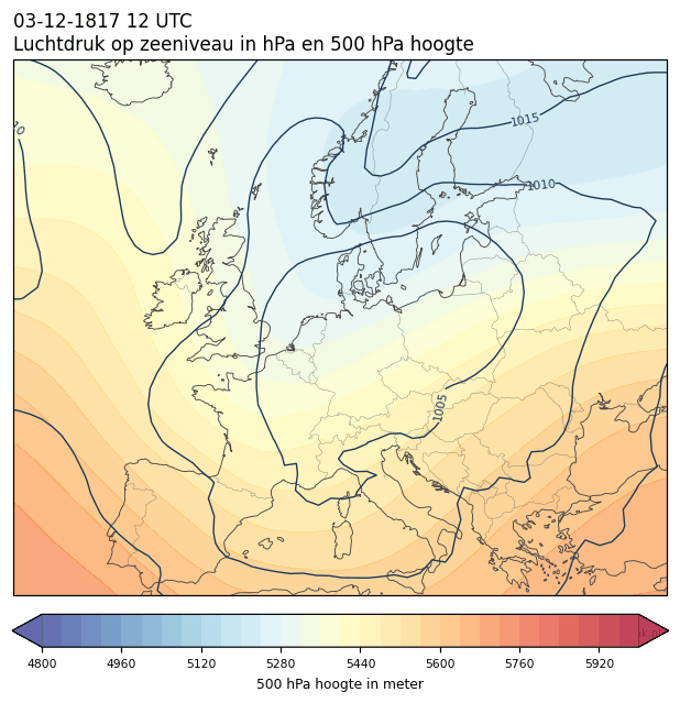 Weerkaart van 3 december 1817 om 12 UTC