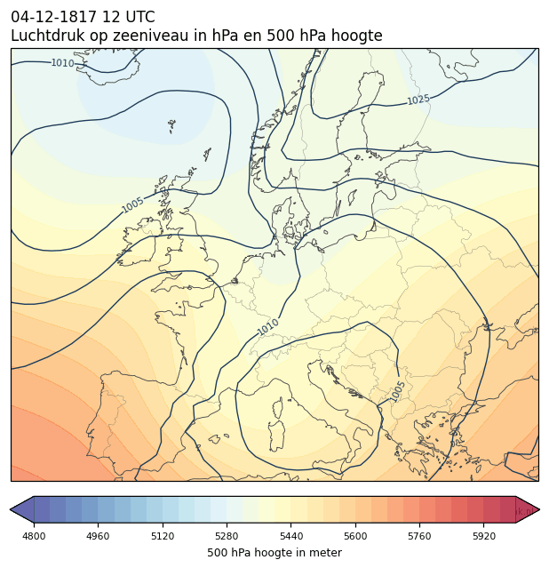 Weerkaart van 4 december 1817 om 12 UTC