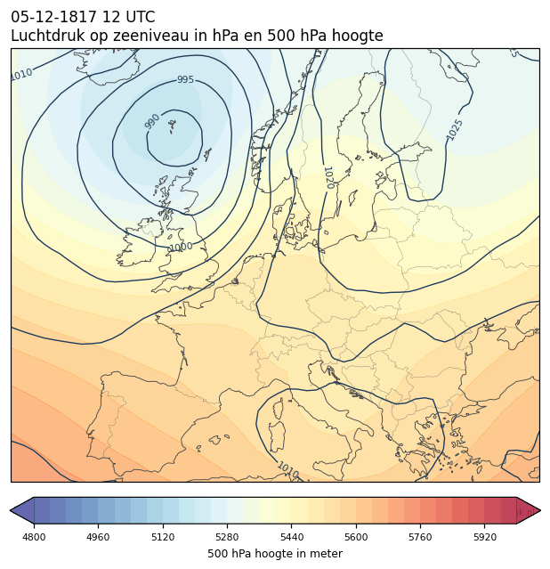 Weerkaart van 5 december 1817 om 12 UTC