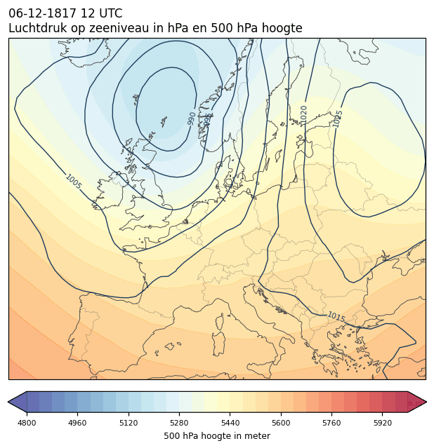 Weerkaart van 6 december 1817 om 12 UTC