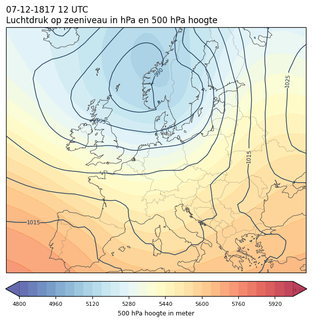 Weerkaart van 7 december 1817 om 12 UTC
