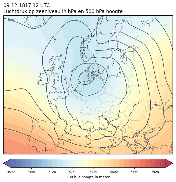 Weerkaart van 9 december 1817 om 12 UTC