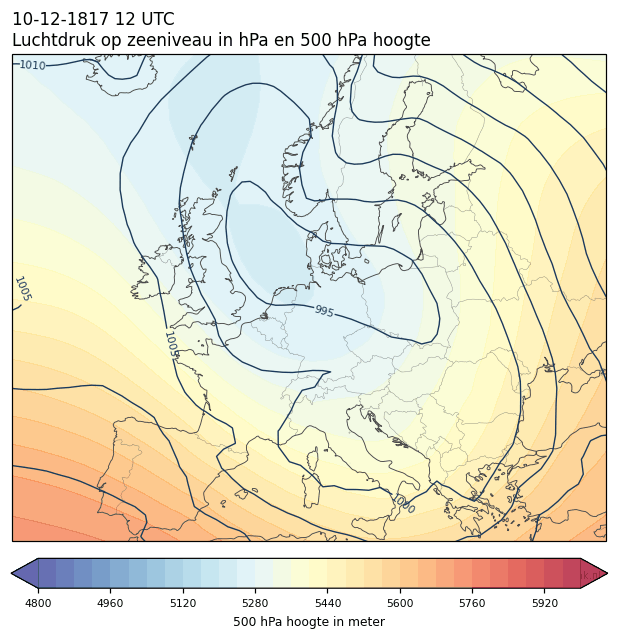 Weerkaart van 10 december 1817 om 12 UTC