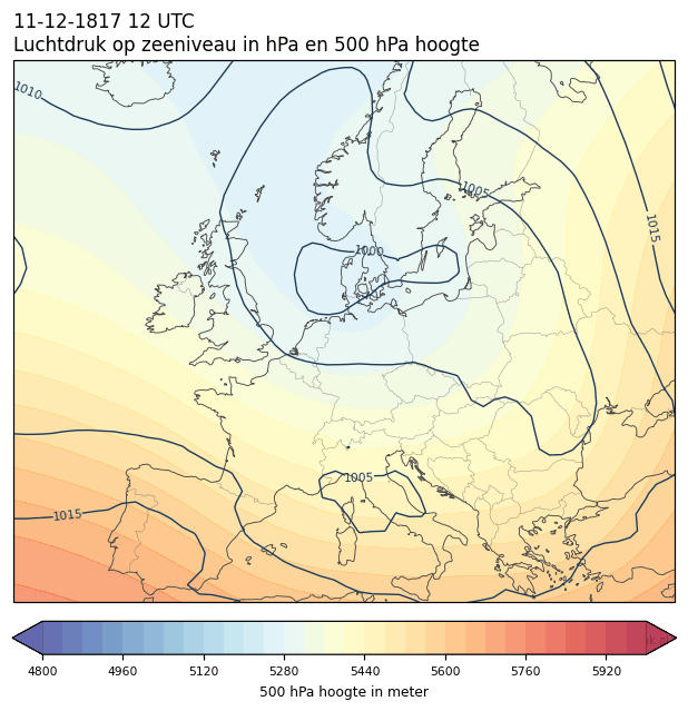 Weerkaart van 11 december 1817 om 12 UTC