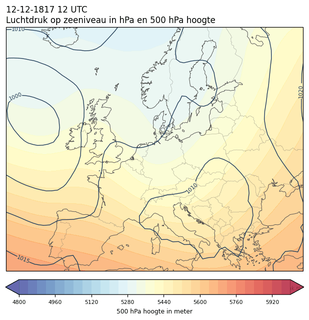 Weerkaart van 12 december 1817 om 12 UTC