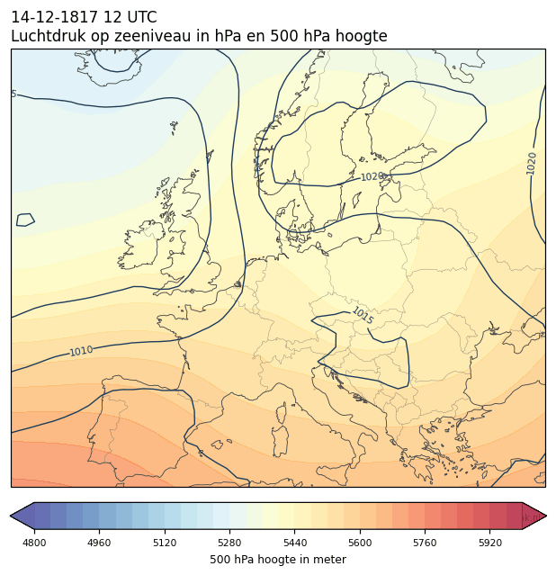 Weerkaart van 14 december 1817 om 12 UTC