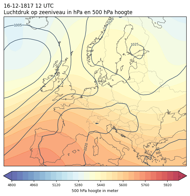 Weerkaart van 16 december 1817 om 12 UTC