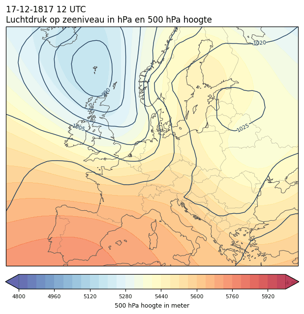 Weerkaart van 17 december 1817 om 12 UTC