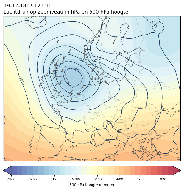 Weerkaart van 19 december 1817 om 12 UTC
