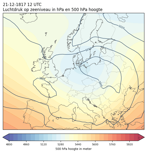 Weerkaart van 21 december 1817 om 12 UTC