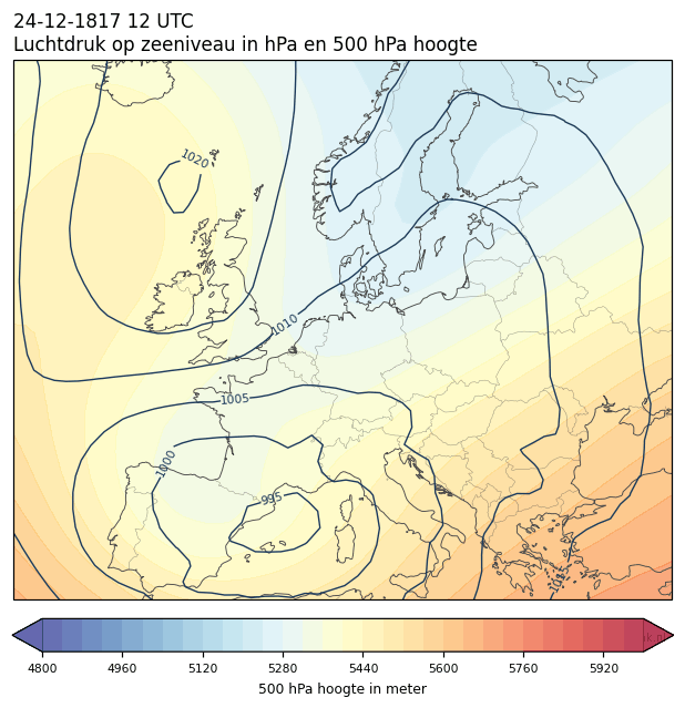 Weerkaart van 24 december 1817 om 12 UTC