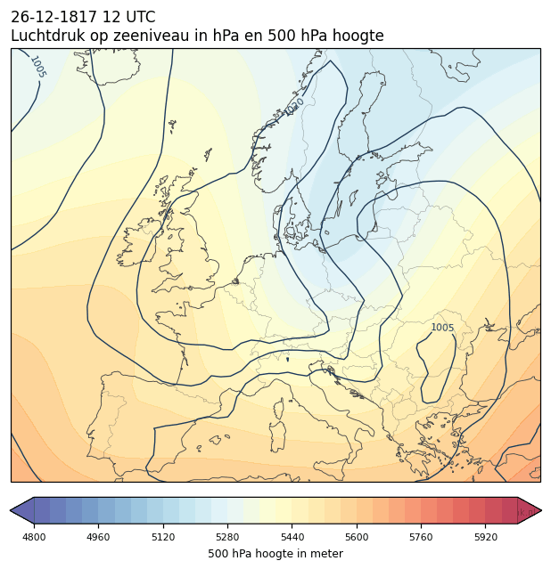 Weerkaart van 26 december 1817 om 12 UTC