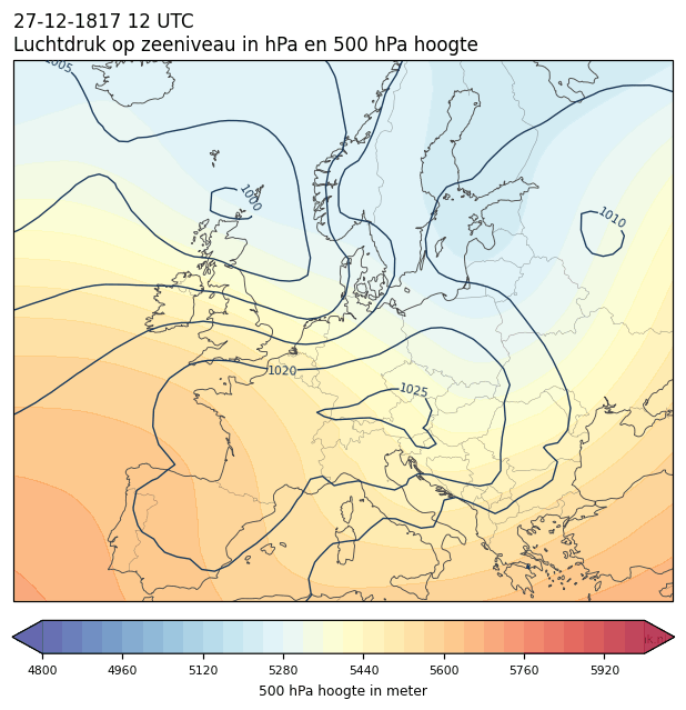 Weerkaart van 27 december 1817 om 12 UTC