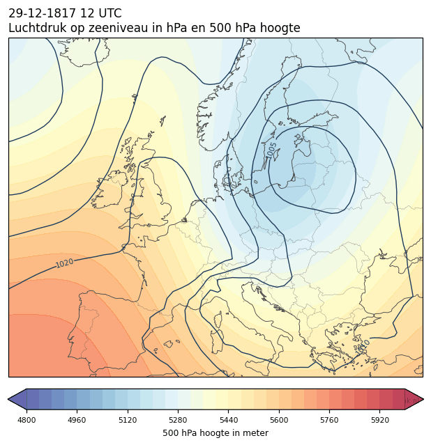 Weerkaart van 29 december 1817 om 12 UTC