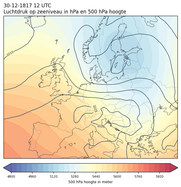 Weerkaart van 30 december 1817 om 12 UTC