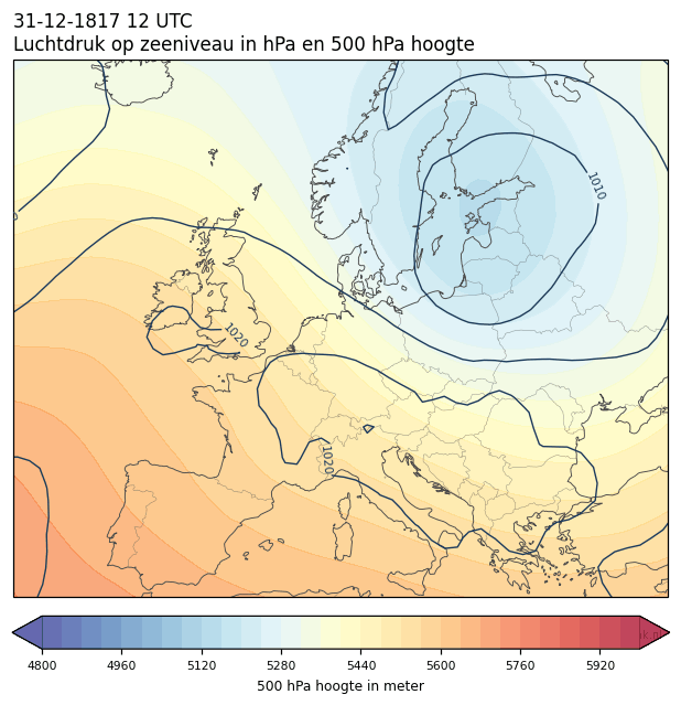 Weerkaart van 31 december 1817 om 12 UTC