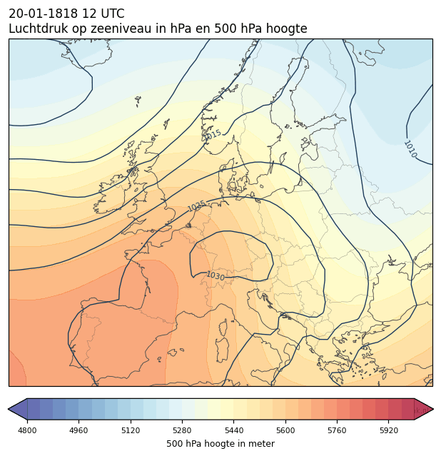 Weerkaart van 20 januari 1818 om 12 UTC