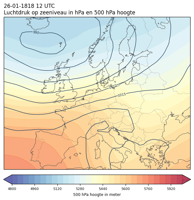 Weerkaart van 26 januari 1818 om 12 UTC