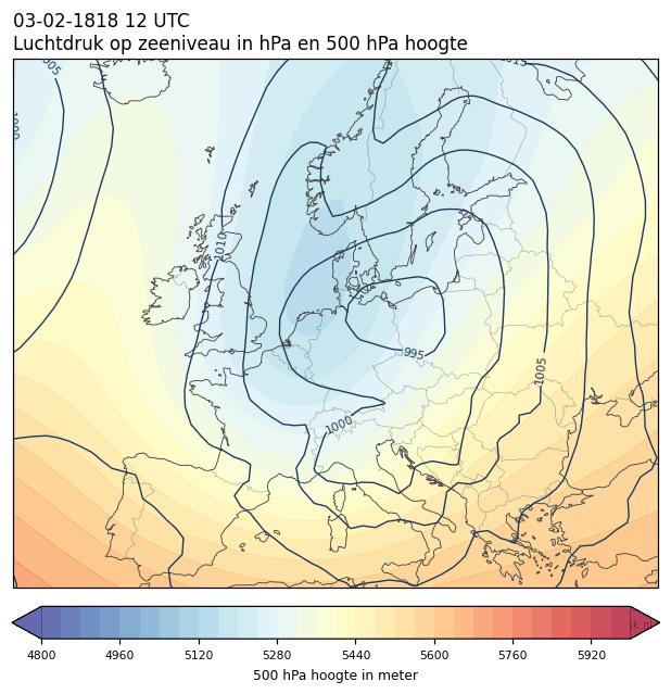 Weerkaart van 3 februari 1818 om 12 UTC