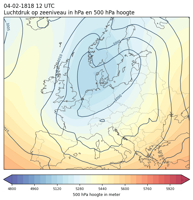 Weerkaart van 4 februari 1818 om 12 UTC