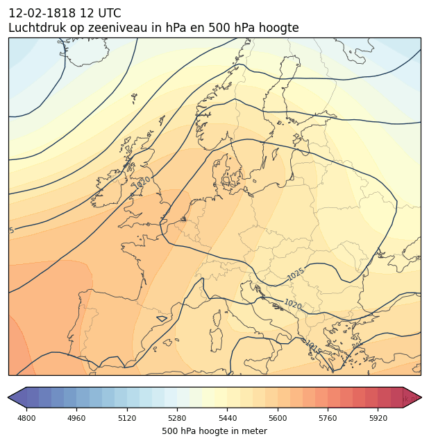 Weerkaart van 12 februari 1818 om 12 UTC