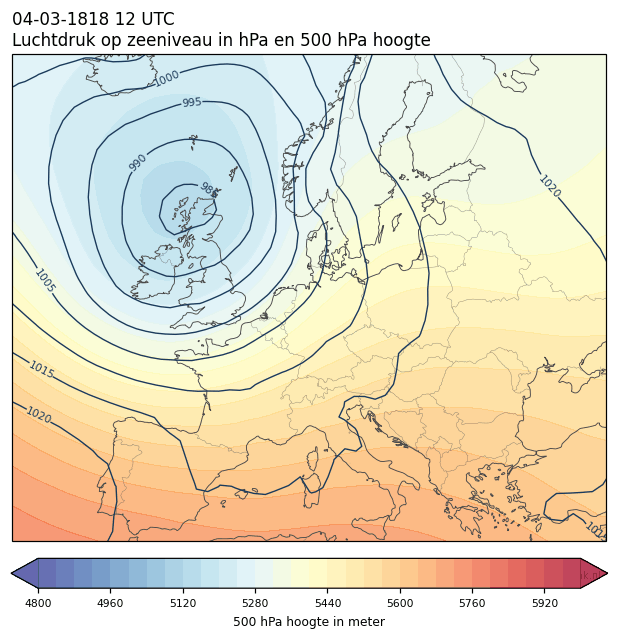 Weerkaart van 4 maart 1818 om 12 UTC