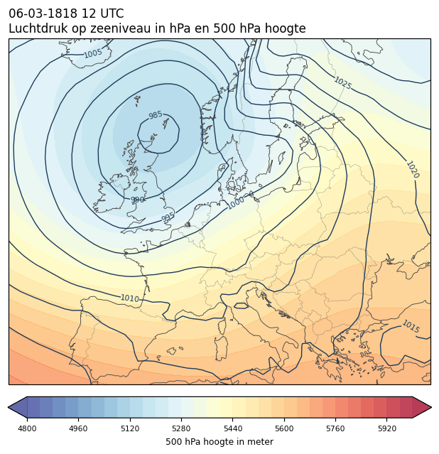 Weerkaart van 6 maart 1818 om 12 UTC