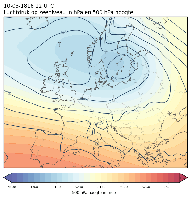 Weerkaart van 10 maart 1818 om 12 UTC