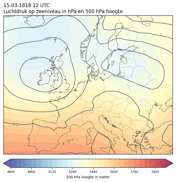Weerkaart van 15 maart 1818 om 12 UTC