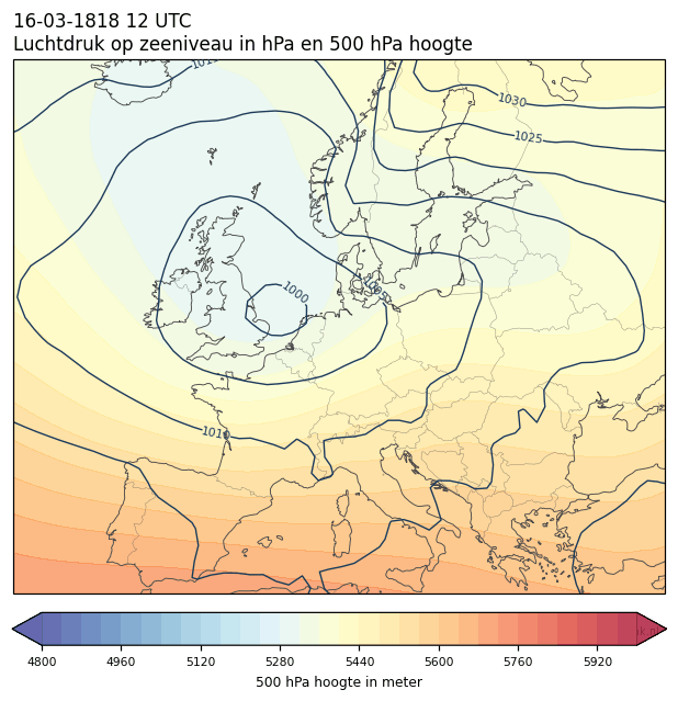 Weerkaart van 16 maart 1818 om 12 UTC