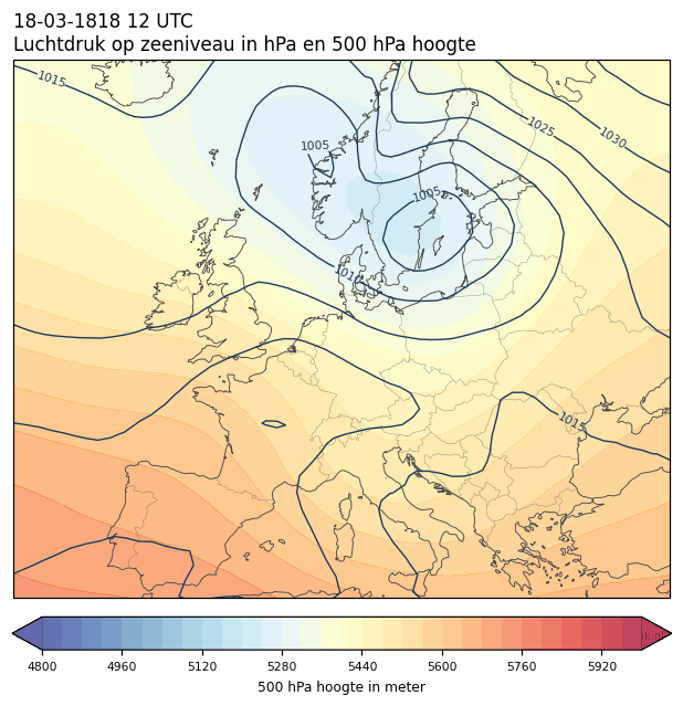 Weerkaart van 18 maart 1818 om 12 UTC