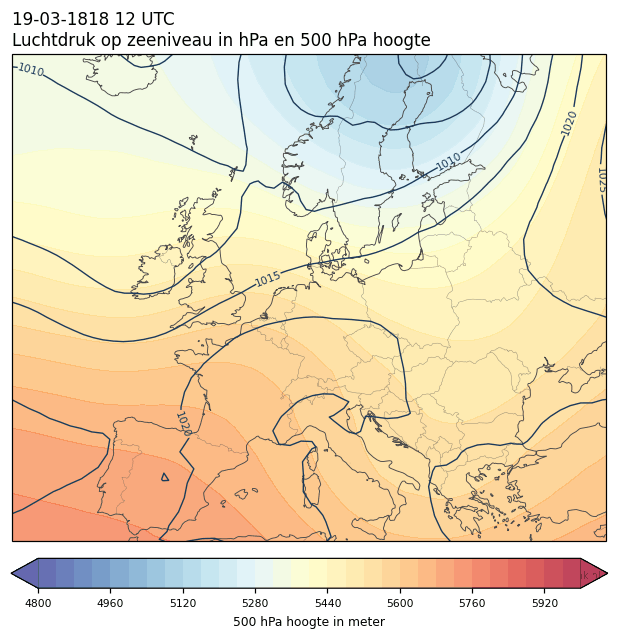 Weerkaart van 19 maart 1818 om 12 UTC