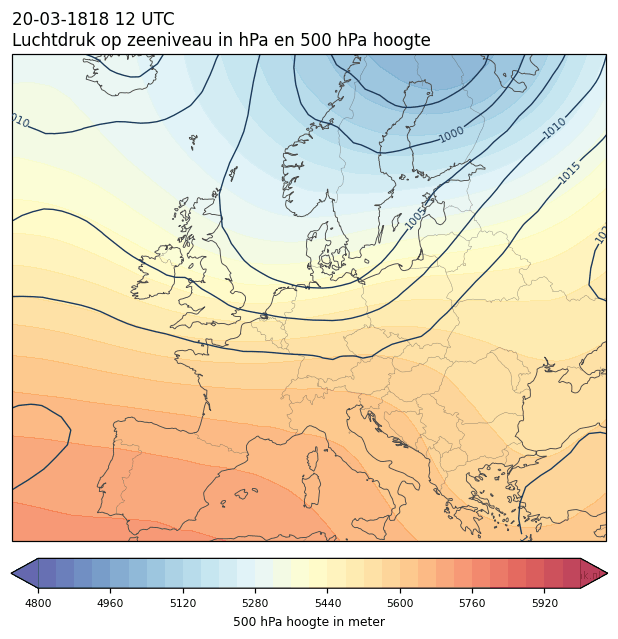Weerkaart van 20 maart 1818 om 12 UTC